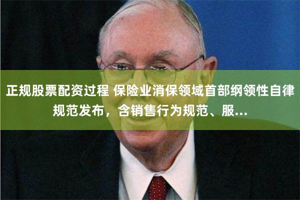 正规股票配资过程 保险业消保领域首部纲领性自律规范发布，含销售行为规范、服...