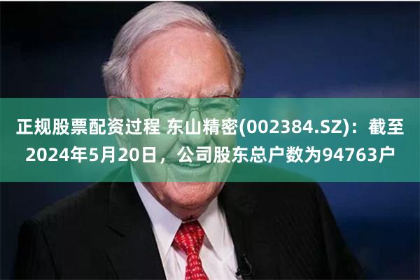 正规股票配资过程 东山精密(002384.SZ)：截至2024年5月20日，公司股东总户数为94763户