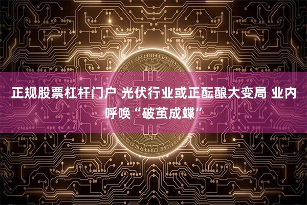 正规股票杠杆门户 光伏行业或正酝酿大变局 业内呼唤“破茧成蝶”